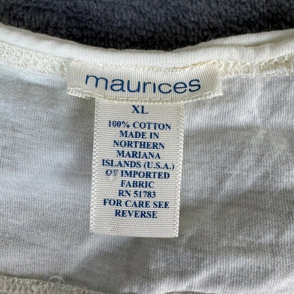 Maurices Y2K XL Long Sleeve Button Henley Top White Flare Sleeve Minimal Classic - Picture 3 of 8